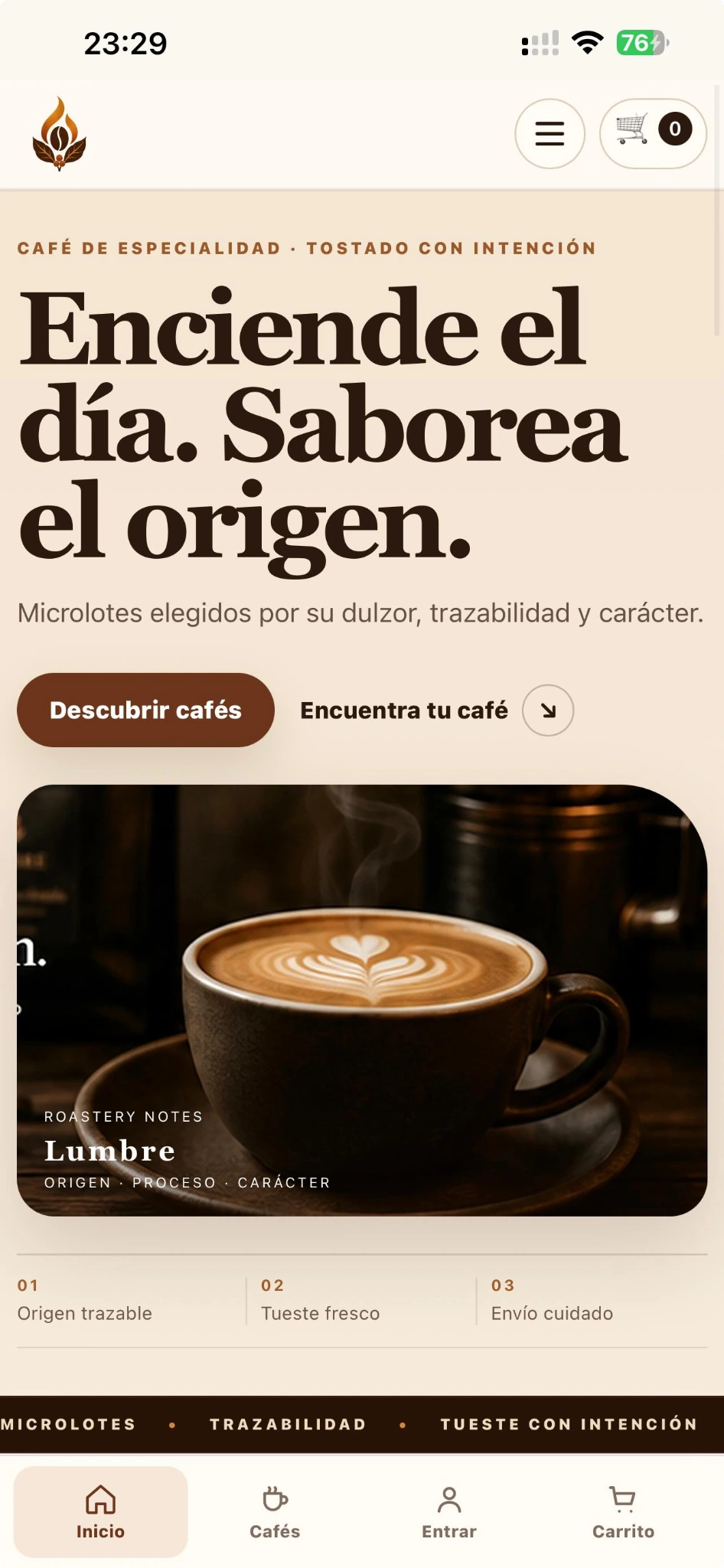 Visualización real de la PWA instalada en móvil