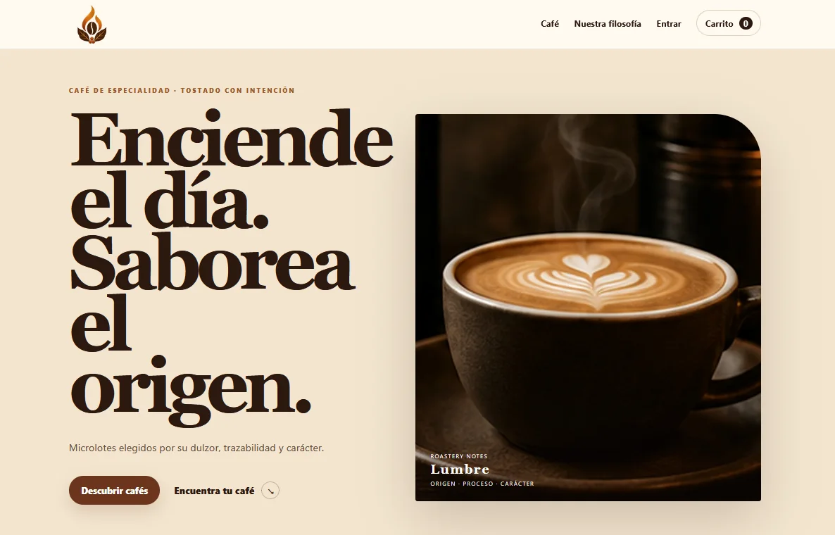 Portada premium de la tienda de café